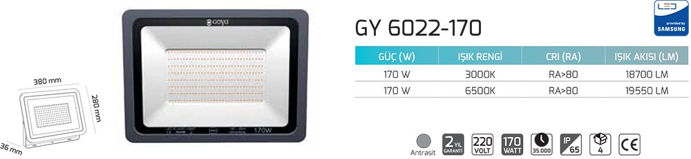 Goya Gy 6022-170 170 Watt Led Projektör