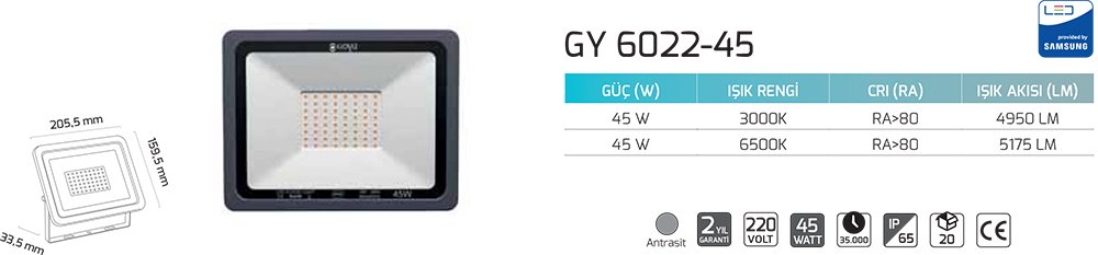 Goya Gy 6022-45 45 Watt Led Projektör