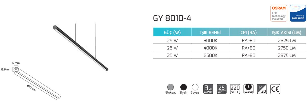 Goya Gy 8010-4 25 Watt Sarkıt Armatür