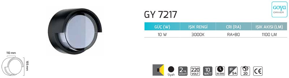 Goya Gy 7217 10 Watt  Plastik Gövdeli Duvar Aplik