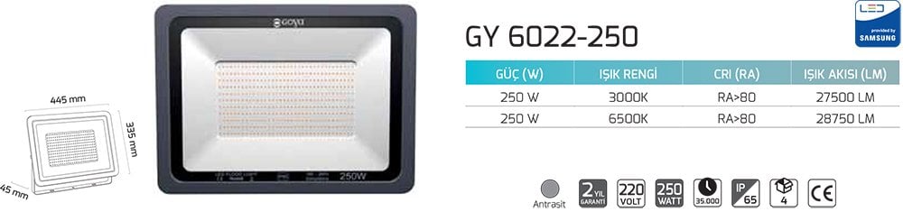 Goya Gy 6022-250 250 Watt Led Projektör