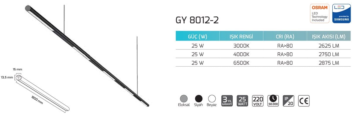 Goya Gy 8012-2 25 Watt Sarkıt Armatür